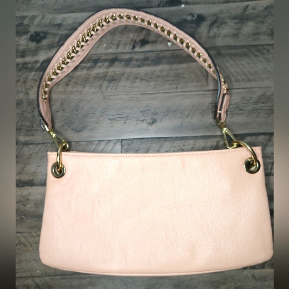 Calvin Klein 100% Leather Shoulder Bag with Gold Hardware